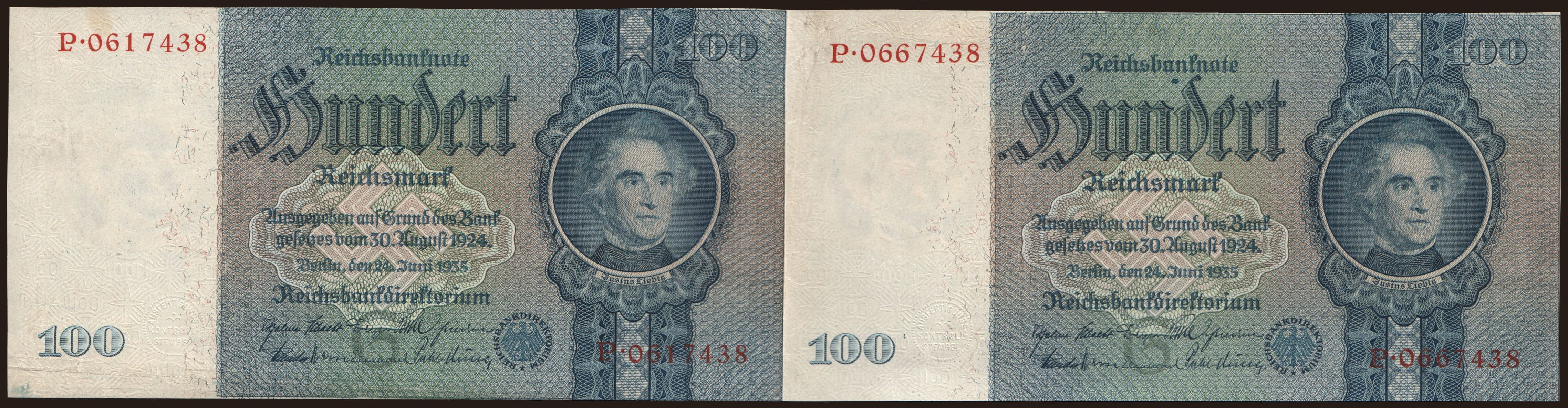 100 Reichsmark, 1935, G/Q, 2x