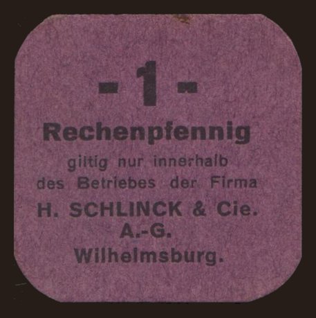 Wilhelmsburg/ H. Schlinck & Cie. A.-G., 1 Pfennig, 1920
