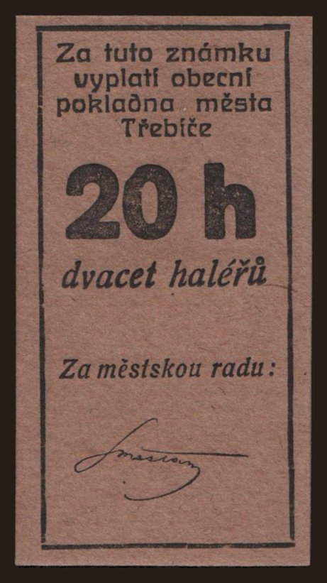Třebíč, 20 haléřů, 1914