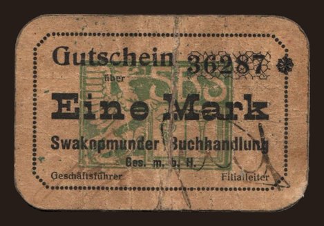 Swakopmunder Buchhandlung, 1 Mark, 1916