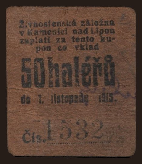 Kamenici nad Lipou, 50 haléřů, 1914