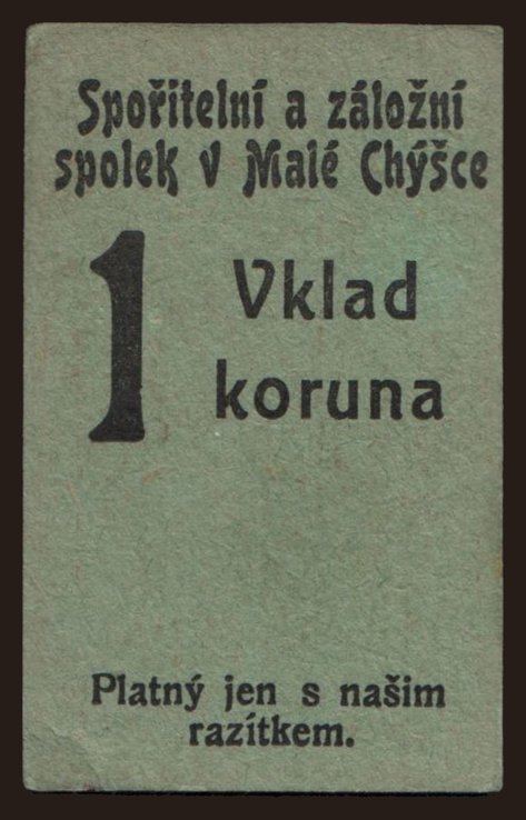 Malá Chýška, 1 koruna, 1914