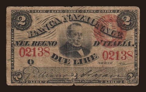 Banca Nazionale Nel Regno D''Italia, 2 lire, 1866