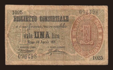 1 lira, 1874