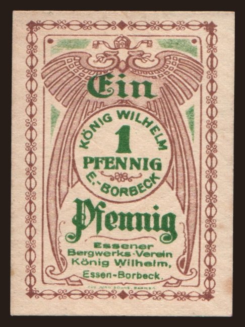 Essen-Borbeck/ Essener Bergwerks-Verein König Wilhelm, 1 Pfennig, 191?