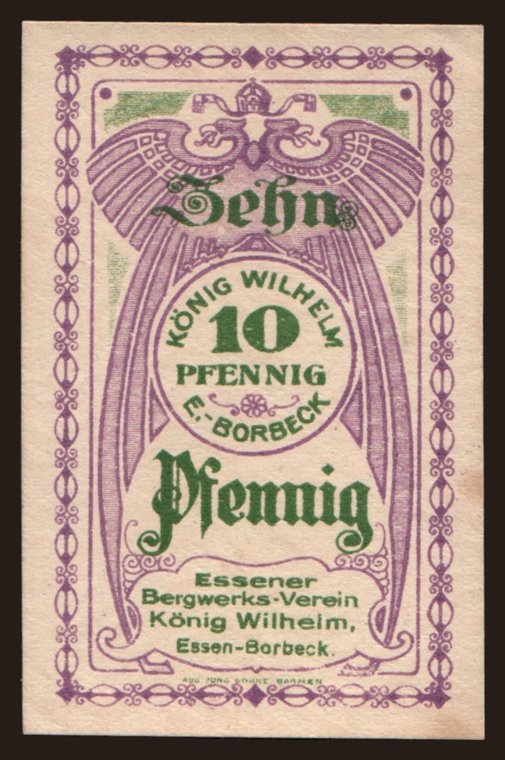 Essen-Borbeck/ Essener Bergwerks-Verein König Wilhelm, 10 Pfennig, 191?