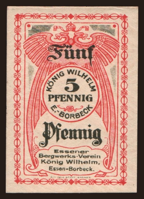 Essen-Borbeck/ Essener Bergwerks-Verein König Wilhelm, 5 Pfennig, 191?