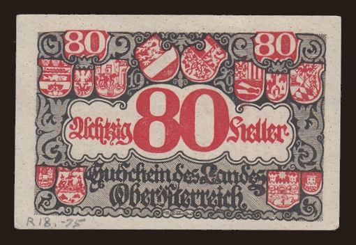 Oberösterreich, 80 heller, 21.6.1920