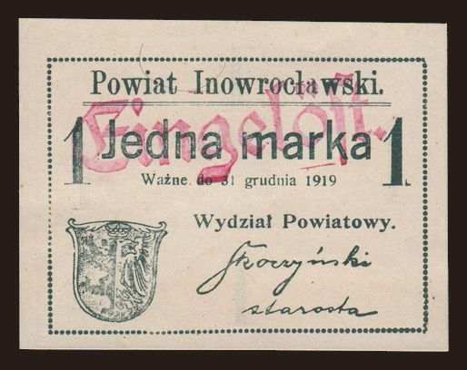 Inowrocław, 1 marka, 1919