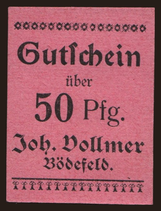 Bödefeld/ Joh. Vollmer, 50 Pfennig, 191?