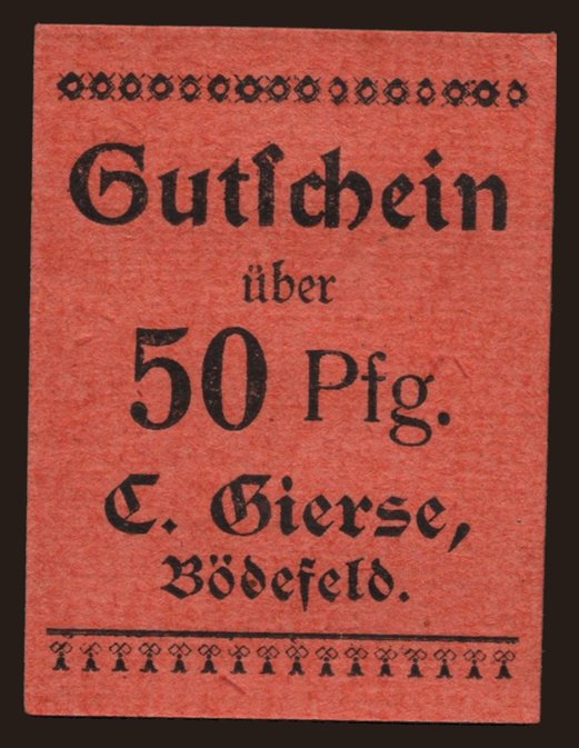 Bödefeld/  C. Gierse, 50 Pfennig, 191?