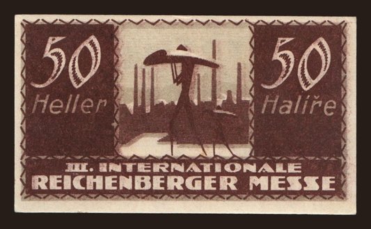 Reichenberg/ III. Internationale Reichenberger Messe, 50 Heller, 1922