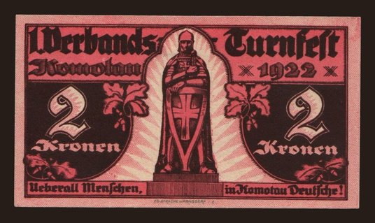 Komotau/ 1.Verbandsturnfest, 2 Kronen, 1922