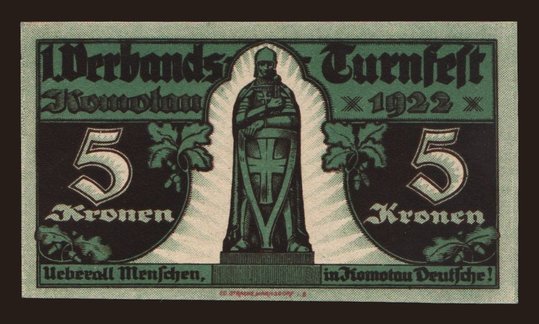 Komotau/ 1.Verbandsturnfest, 5 Kronen, 1922