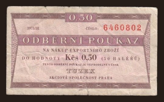 Tuzex, 0.50 korun, 1973