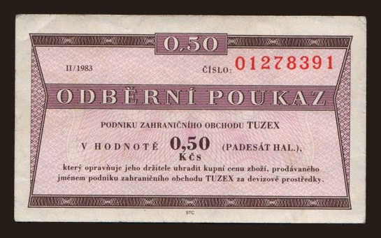Tuzex, 0.50 korun, 1983