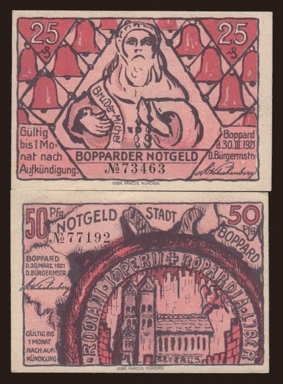 Boppard, 25 - 50 Pfennig, 1921