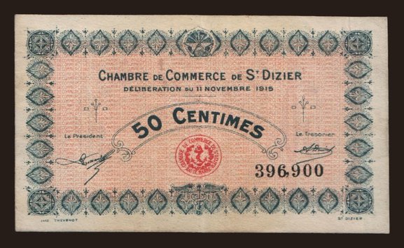 St Dizier, 50 centimes,1915