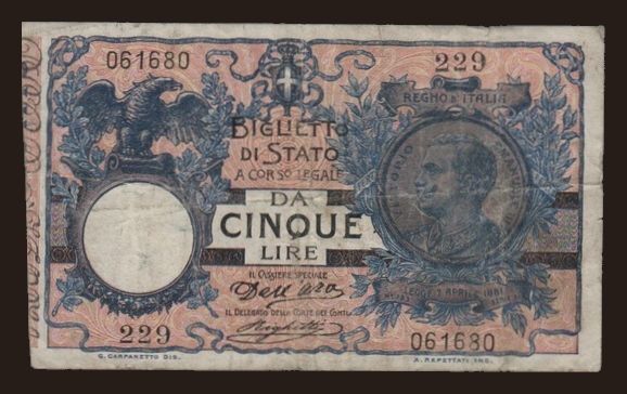 5 lire, 1904