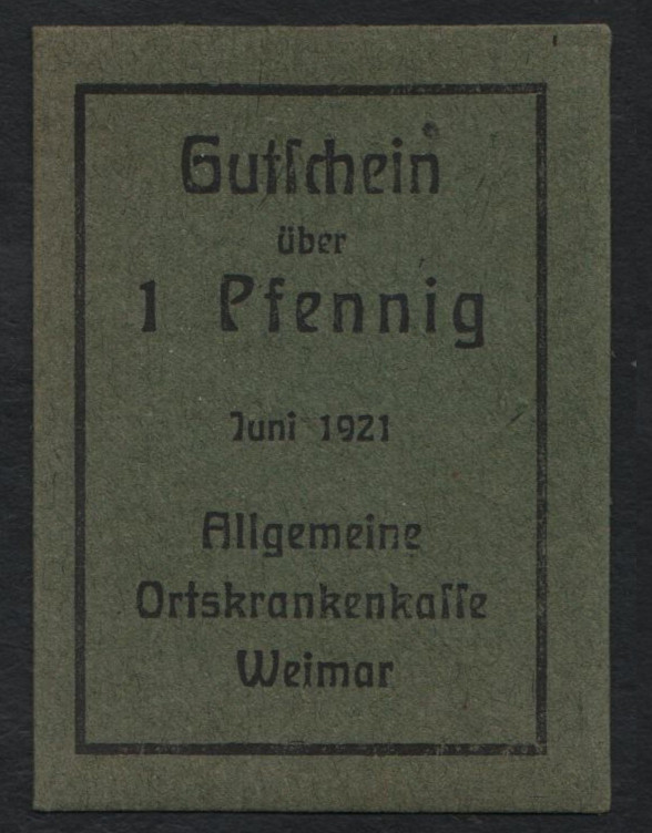 Weimar/ Allgemeine Ortskrankenkasse, 1 Pfennig, 1921