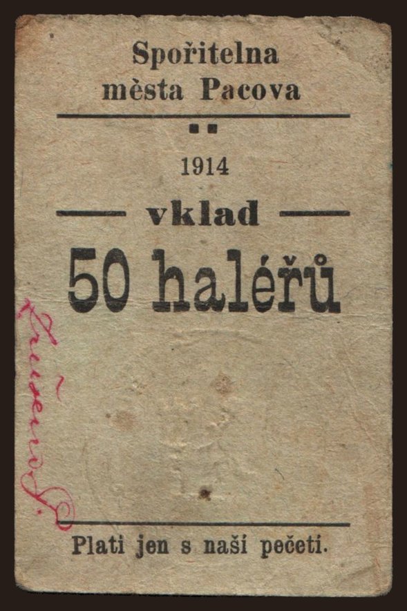 Pacov, 50 haléřů, 1914