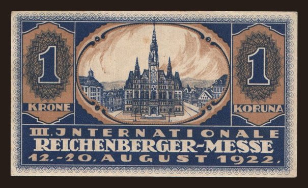 Reichenberg/ III. Internationale Reichenberger Messe, 1 Krone, 1922