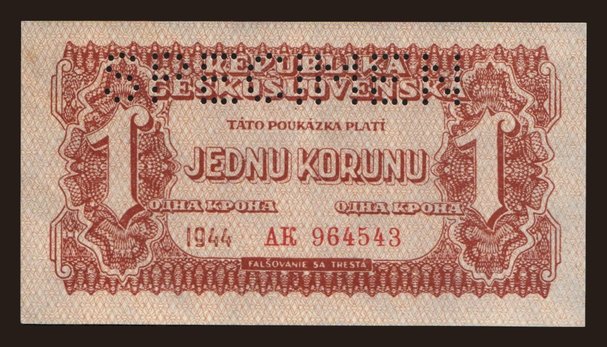 1 koruna, 1944