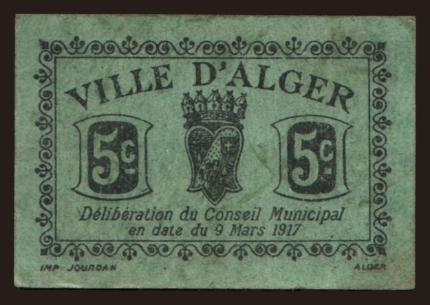 Alger, 5 centimes, 1917