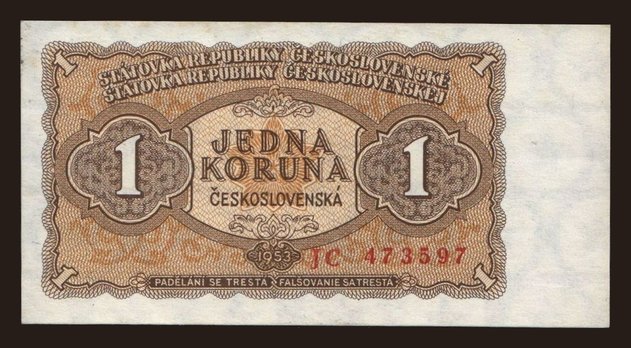 1 koruna, 1953
