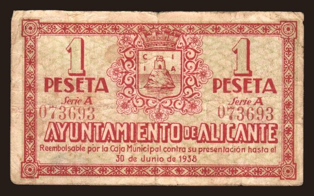 Alicante, 1 peseta, 1937