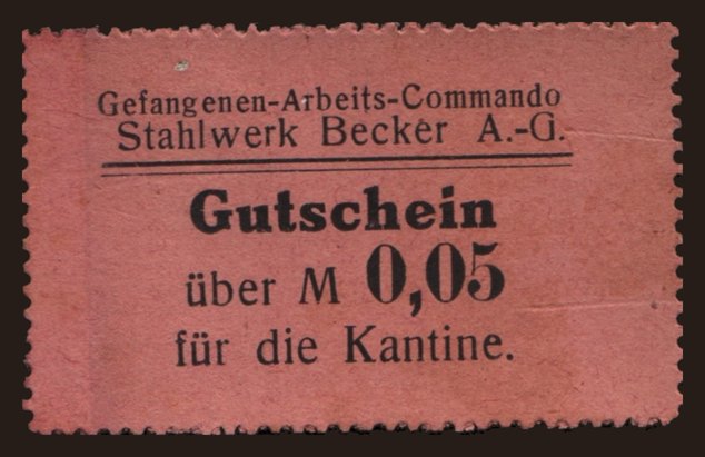 Willich/ Stahlwerk Becker, 0.05 Mark, 191?