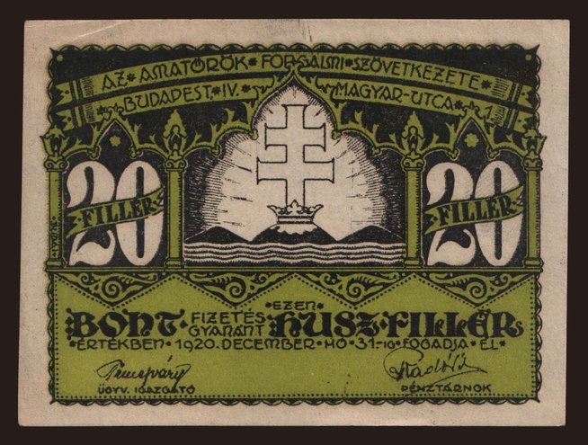 Budapest/ AFSZ, 20 fillér, 1920