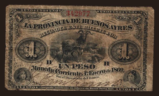 Buenos Ayres, 1 peso, 1869