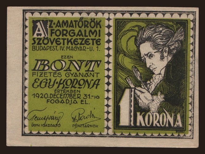 Budapest/ AFSZ, 1 korona, 1920