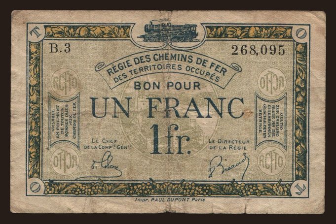 Rheinland, 1 Franc, 1923