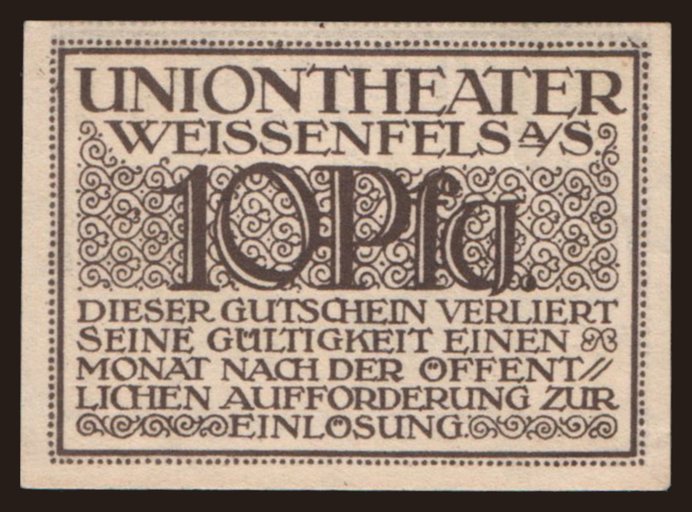 Weissenfels/ Union-Theater, 10 Pfennig, 1920