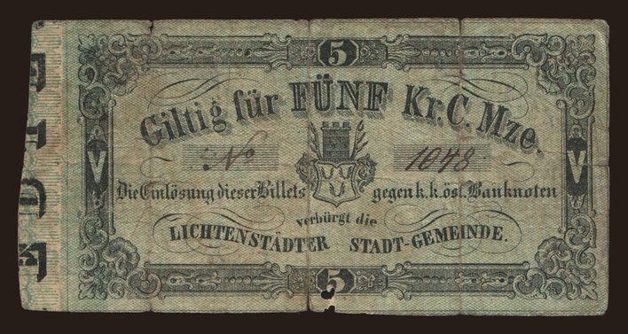 Lichtenstadt, 5 Kreuzer, 1848