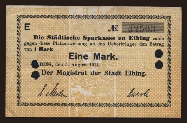 Elbing/ Elblag, 1 Mark, 1914