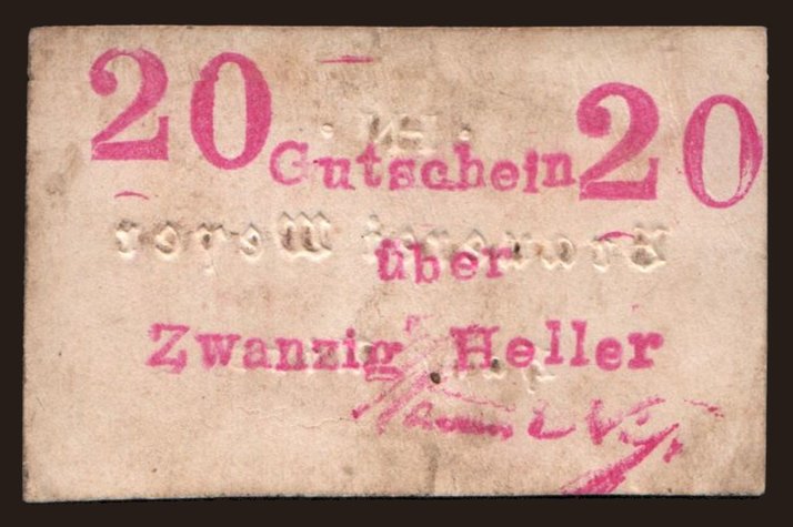 Weyer/ Brauerei Weyer, Hans Niss, 20 Heller, 191?