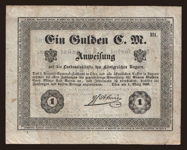 1 Gulden, 1849, Almásy
