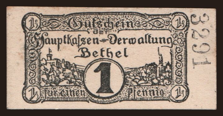 Bethel/ Hauptkassenverwaltung, 1 Pfennig, 191?