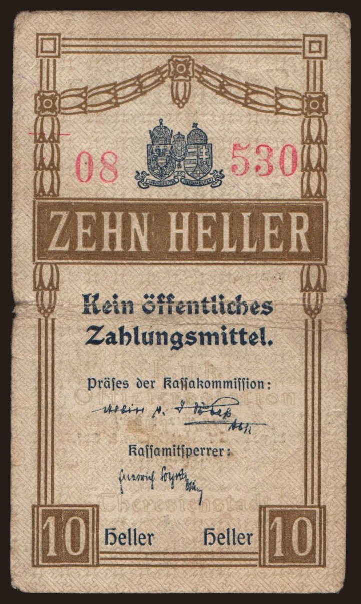 Theresienstadt/ Offiziersstation, 10 Heller, 191?