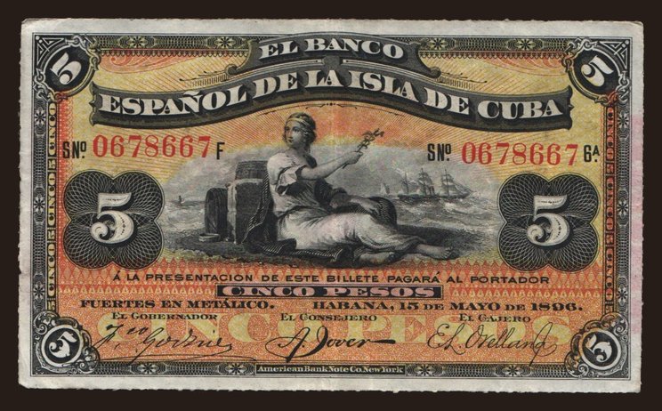 5 pesos, 1896