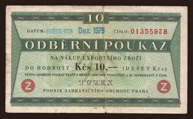 Tuzex, 10 korun, 1979, Z