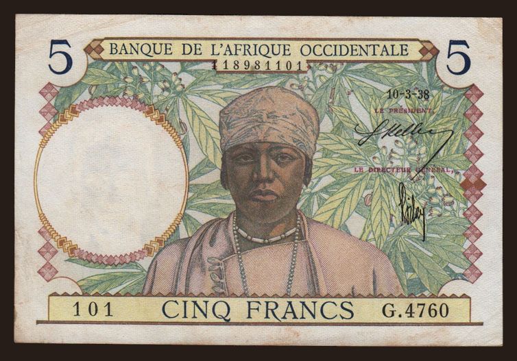 5 francs, 1938