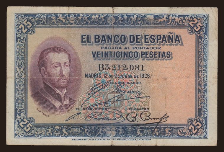 25 pesetas, 1926
