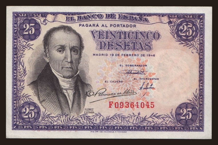 25 pesetas, 1946