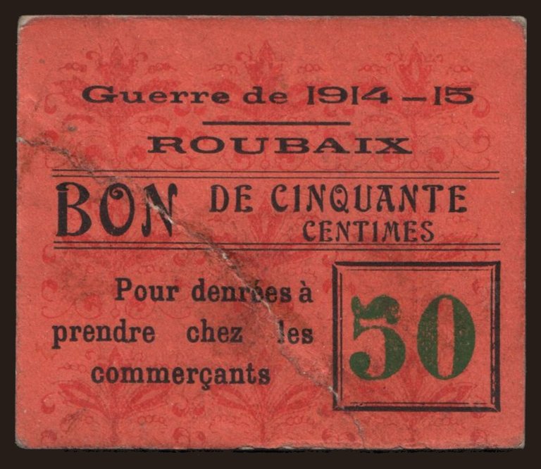 Roubaix, 50 centimes, 1915
