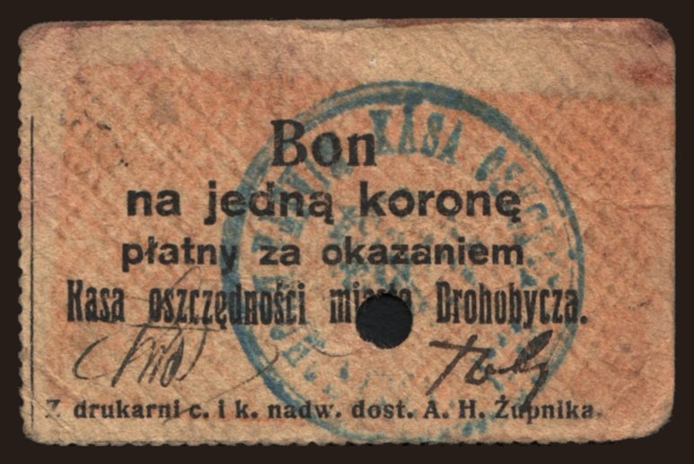 Drohobych, 1 korona, 1914