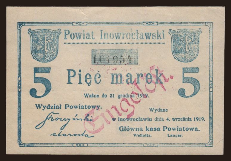 Inowrocław, 5 marek, 1919